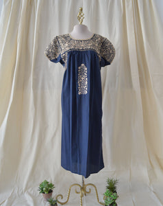 Vestido San Antonino azul marino con dorado / G