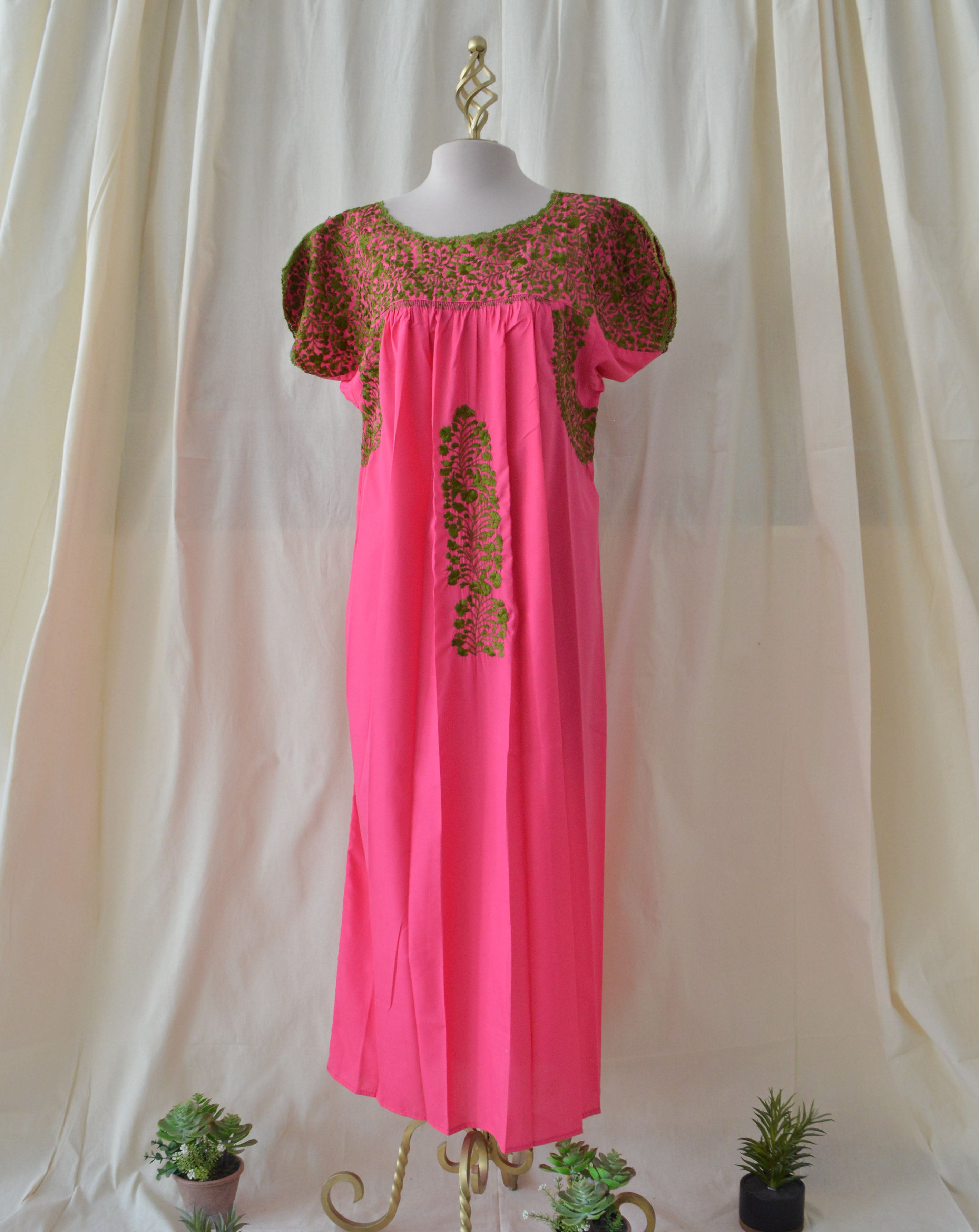 Vestido San Antonino rosa con verde / G