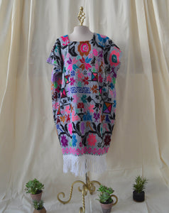 Vestido gris flores multicolor
