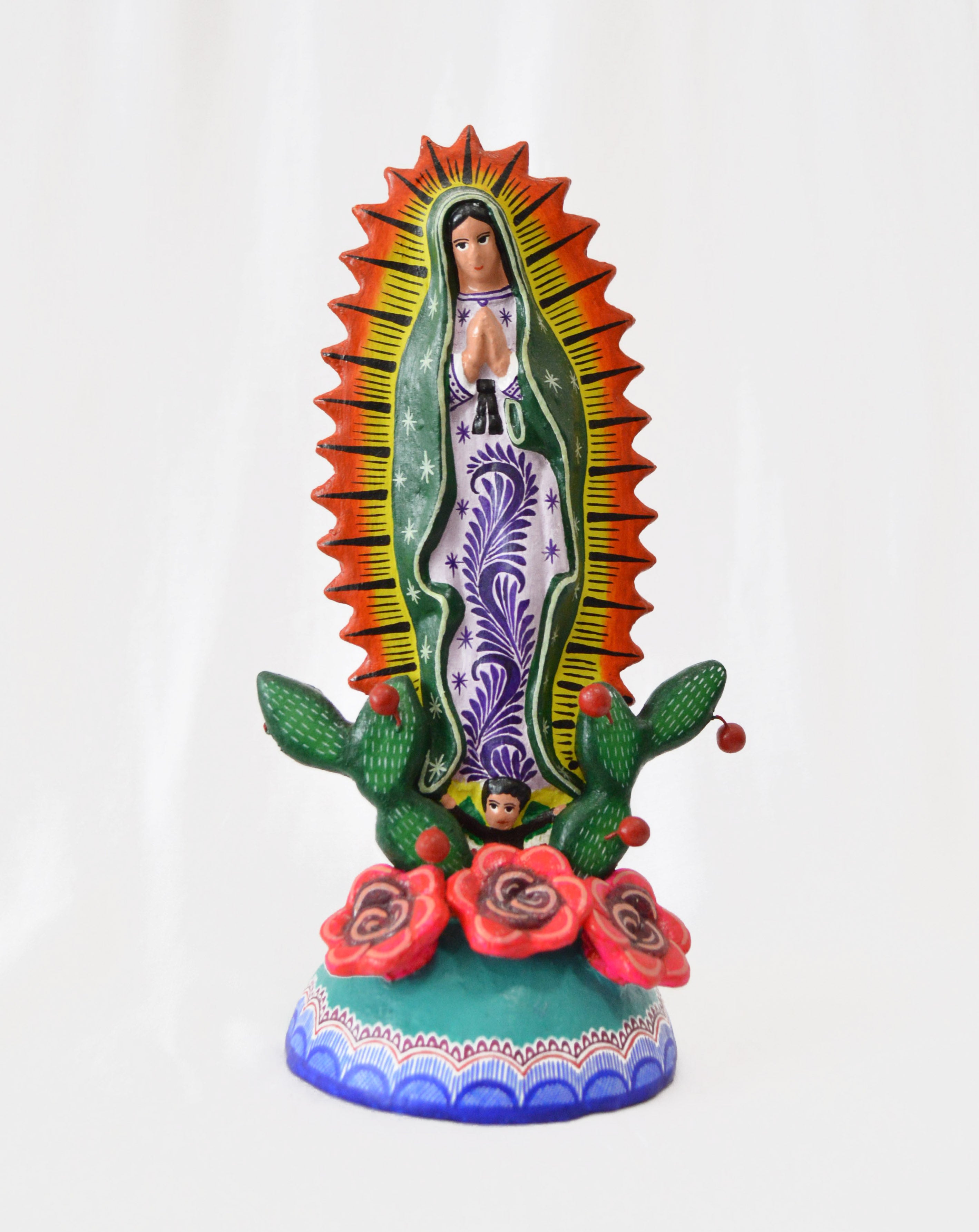 Virgen de Guadalupe base turquesa